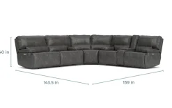 Mor Furniture Reclining Sectionals|Sectionals|Sofia 3 Piece 3 Power Sectional In Brown Leather