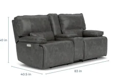 Mor Furniture Reclining Loveseats|Loveseats|Sofia 3 Power Console Loveseat In Brown Leather
