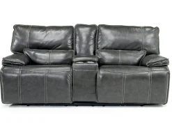 Mor Furniture Reclining Loveseats|Loveseats|Sofia 3 Power Console Loveseat In Brown Leather