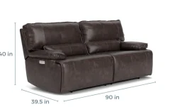 Mor Furniture Reclining Sofas|Sofas|Sofia 3 Power Sofa In Brown Leather
