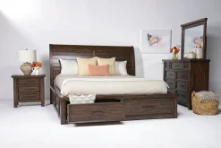 Mor Furniture Beds|Sonora Sleigh Bed W/ Storage In Brown, Queen
