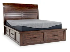 Mor Furniture Bedroom Sets|Sonora Sleigh Bed W/ Storage, Dresser, Mirror & Nightstand In Brown, Queen