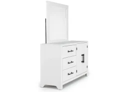 Mor Furniture Bedroom Sets|St Regis Panel Headboard, Dresser, Mirror & Nightstand In White, Twin