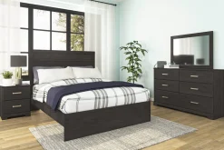 Mor Furniture Bedroom Sets|Stelsie Panel Bed, Dresser, Mirror & Nightstand In Gray, Full