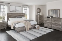 Mor Furniture Bedroom Sets|Stelsie Panel Bed, Dresser, Mirror & Nightstand In Gray, Full