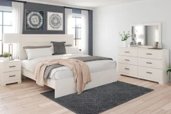 Mor Furniture Bedroom Sets|Stelsie Panel Bed, Dresser, Mirror & Nightstand In Gray, Full
