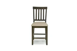 Mor Furniture Seating For 4|Round Dining Sets|Stone Round Dining Table & 4 Chairs In , Upholstered Slat White