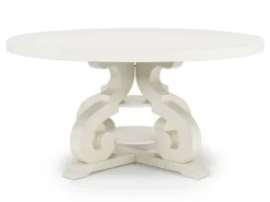 Mor Furniture Seating For 4|Round Dining Sets|Stone Round Dining Table & 4 Chairs In , Upholstered Slat White