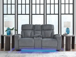 Mor Furniture Reclining Loveseats|Loveseats|Studio Cave 2 Power Console Loveseat In Steel