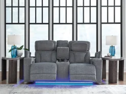 Mor Furniture Reclining Loveseats|Loveseats|Studio Cave 2 Power Console Loveseat In Steel