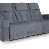 Mor Furniture Reclining Sofas|Sofas|Studio Cave 2 Power Sofa W/ Drop Down Table In Steel