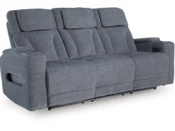 Mor Furniture Reclining Sofas|Sofas|Studio Cave 2 Power Sofa W/ Drop Down Table In Steel