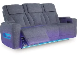 Mor Furniture Reclining Sofas|Sofas|Studio Cave 2 Power Sofa W/ Drop Down Table In Steel