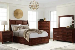 Mor Furniture Bedroom Sets|Sullivan Panel Bed W/ Storage, Dresser, Mirror & Nightstand In Drift Gray, Queen