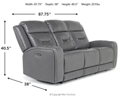 Mor Furniture Reclining Sofas|Sofas|Tahoe 2 Power Sofa In Charcoal 883 Charcoal