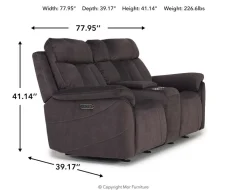 Mor Furniture Reclining Loveseats|Loveseats|Tate 2 Power Console Loveseat In Dove