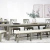 Mor Furniture Seating For 6|Dining Room Sets|Telluride Dining Table & 4 X-Back Chairs & Bench In Driftwood
