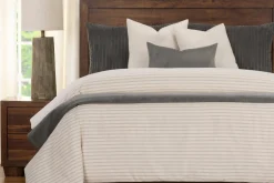 Mor Furniture Duvets & Coverlets|Duvets & Coverlets|Ticking Stripe Duvet Set In Pewter / Smoke / Storm / Gray, Queen