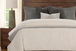 Mor Furniture Duvets & Coverlets|Duvets & Coverlets|Ticking Stripe Duvet Set In Pewter / Smoke / Storm / Gray, Queen