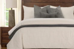 Mor Furniture Duvets & Coverlets|Duvets & Coverlets|Ticking Stripe Duvet Set In Pewter / Smoke / Storm / Gray, Queen