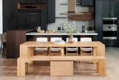 Mor Furniture Seating For 6|Transformer Table Dining Sets|Transformer Extendable Dining Table, 4 Chairs & Bench In Scandinavian Oak