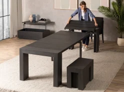 Mor Furniture Seating For 6|Transformer Table Dining Sets|Transformer Extendable Dining Table, 4 Chairs & Bench In Scandinavian Oak