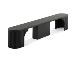 Mor Furniture Dining Benches|Transformer Round Extendable Dining Bench In Smoked Hickory Dark Gray