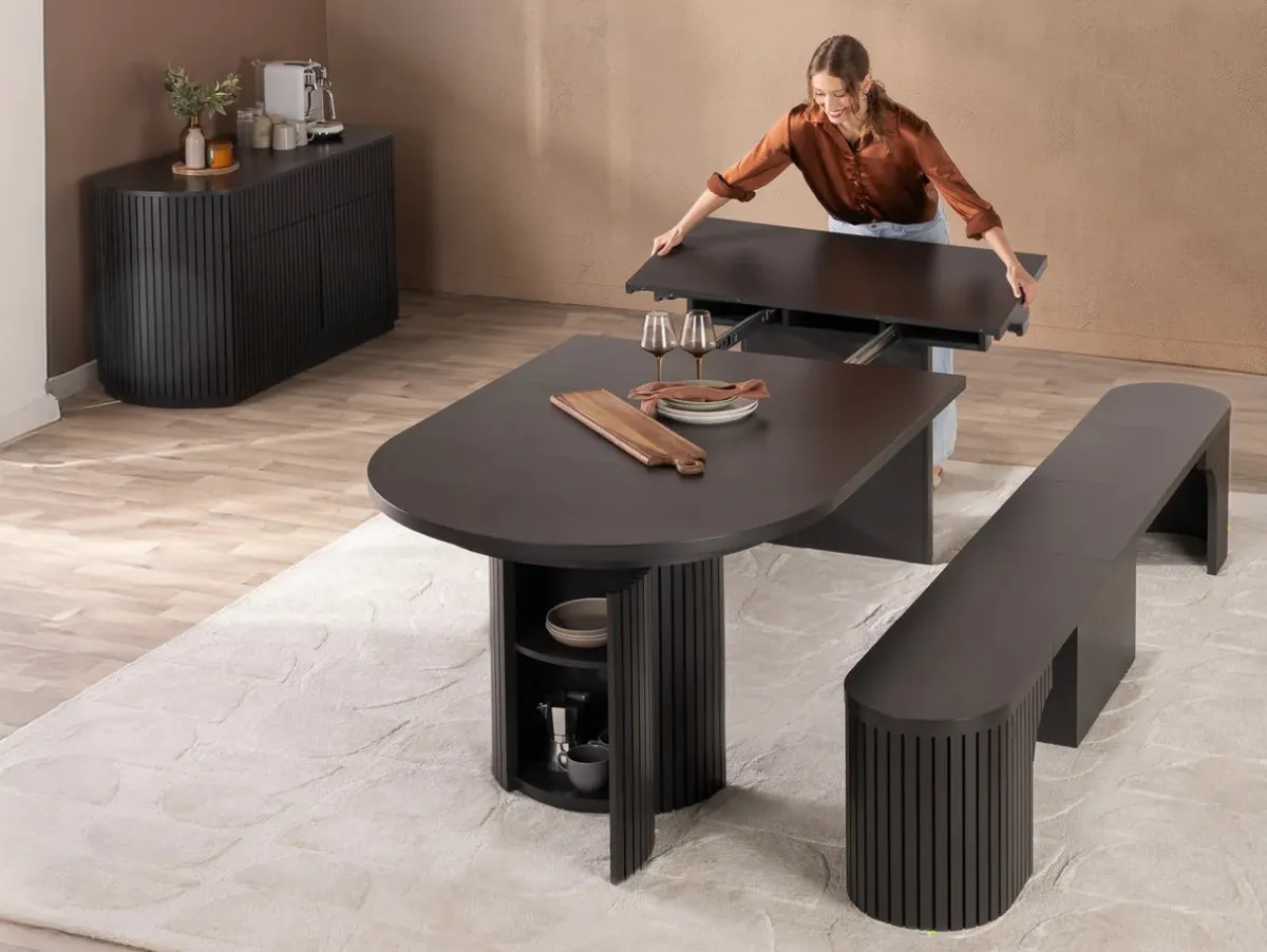 Mor Furniture Round Dining Tables|Dining Tables|Transformer Round Extendable Dining Table In Scandinavian Oak