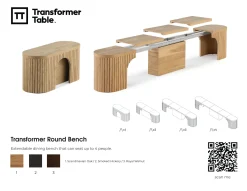 Mor Furniture Seating For 6|Round Dining Sets|Transformer Round Extendable Dining Table, 4 Chairs & Bench In Scandinavian Oak