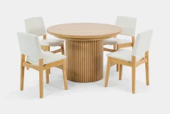 Mor Furniture Seating For 4|Transformer Table Dining Sets|Transformer Round Extendable Dining Table & 4 Chairs In Scandinavian Oak