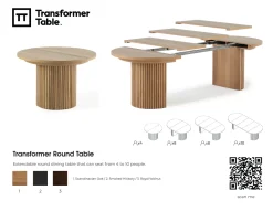 Mor Furniture Seating For 4|Transformer Table Dining Sets|Transformer Round Extendable Dining Table & 4 Chairs In Scandinavian Oak