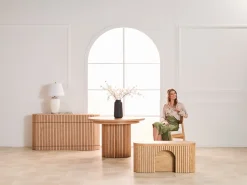Mor Furniture Sideboards, Buffets & Hutches|Transformer Round Server In Scandinavian Oak