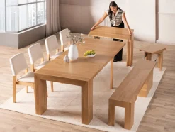Mor Furniture Dining Chairs|Transformer Stackable Side Chair In Scandinavian Oak & Creamy