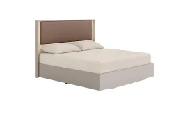Mor Furniture Bedroom Sets|Tullia Upholstered Panel Bed, Dresser, Mirror & Nightstand In Pearl Line/Eco Stone, Queen