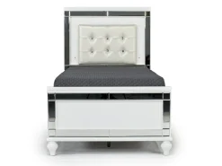 Mor Furniture Bedroom Sets|Valentino Panel Bed, Dresser, Mirror & Nightstand In Silver, Twin