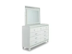 Mor Furniture Bedroom Sets|Valentino Panel Bed, Dresser, Mirror & Nightstand In Silver, Twin
