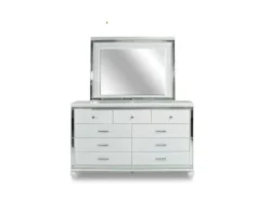 Mor Furniture Bedroom Sets|Valentino Panel Bed, Dresser, Mirror & Nightstand In Silver, Twin