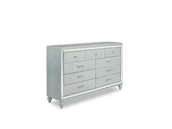 Mor Furniture Bedroom Sets|Valentino Panel Bed, Dresser, Mirror & Nightstand In Silver, Twin