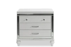 Mor Furniture Bedroom Sets|Valentino Panel Bed, Dresser, Mirror & Nightstand In Silver, Twin