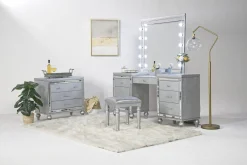 Mor Furniture Vanities & Mirrors|Valentino Vanity & Mirror In Silver
