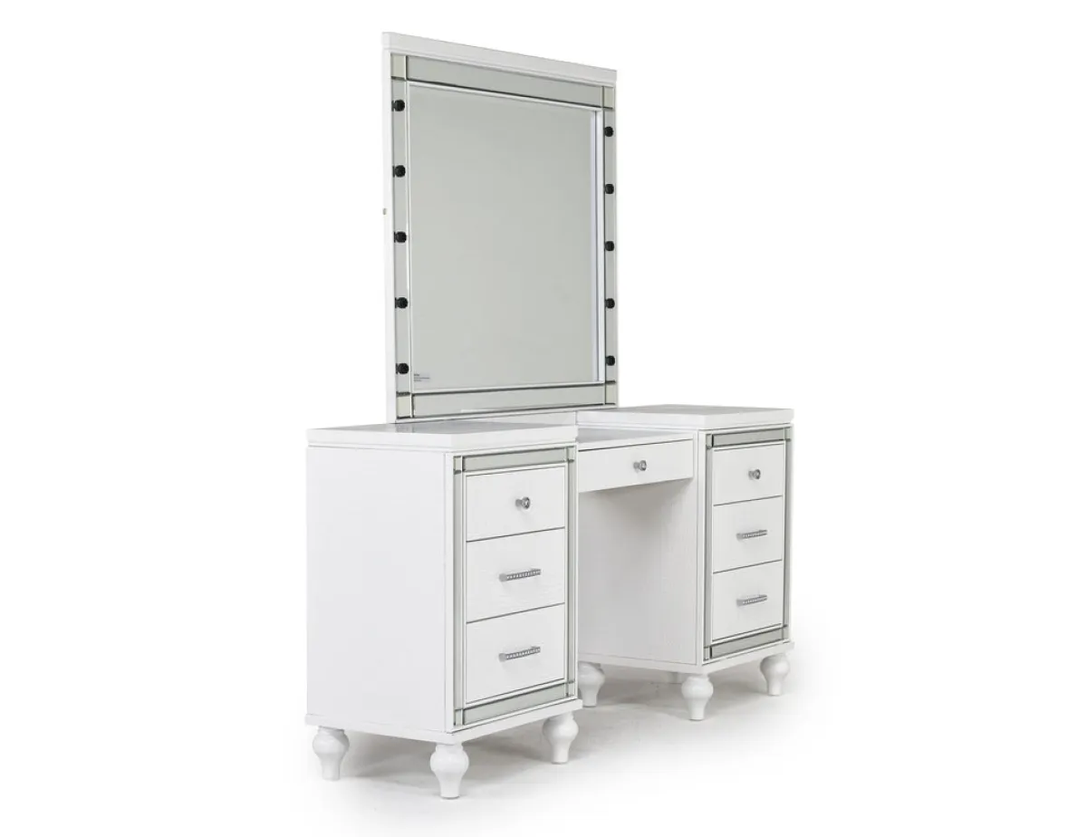 Mor Furniture Vanities & Mirrors|Valentino Vanity, Mirror & Stool In Silver