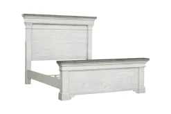 Mor Furniture Bedroom Sets|Valley Ridge Panel Bed, Dresser, Mirror & Nightstand In White Gray Finish, Queen