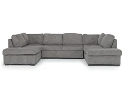 Mor Furniture Sectionals|Vivian Full Pullout Dual Chaise Sectional In Gray Fabric, Right Facing