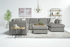 Mor Furniture Sleeper Sofas|Sectionals|Vivian Full Pullout Tux Chaise Sectional W/ Storage In Gray, Left Facing