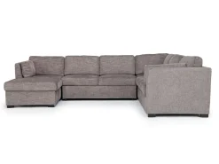 Mor Furniture Sleeper Sofas|Sectionals|Vivian Full Pullout Tux Chaise Sectional W/ Storage In Gray, Left Facing