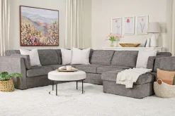 Mor Furniture Sleeper Sofas|Sectionals|Vivian Full Pullout Tux Chaise Sectional W/ Storage In Gray, Left Facing