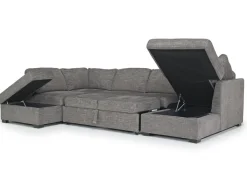 Mor Furniture Sleeper Sofas|Sectionals|Vivian Full Pullout Tux Chaise Sectional W/ Storage In Gray, Left Facing