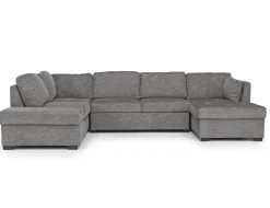 Mor Furniture Sleeper Sofas|Sectionals|Vivian Full Pullout Tux Chaise Sectional W/ Storage In Gray, Left Facing