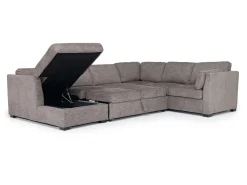 Mor Furniture Sleeper Sofas|Sectionals|Vivian Full Pullout Tux Chaise Sectional W/ Storage In Gray, Left Facing