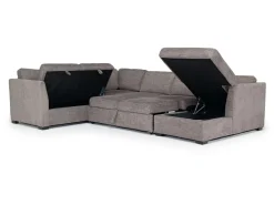 Mor Furniture Sleeper Sofas|Sectionals|Vivian Full Pullout Tux Chaise Sectional W/ Storage In Gray, Left Facing